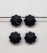 9pc Swarovski Crystal Jet Black 10mm Daisy Margarita 5110 Beads; Top Drilled