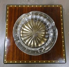 Elie Bleu Cigar Ashtray Lacquered with Crystal and Marquetry