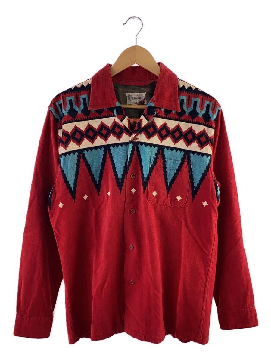 TOWN CRAFT Long Sleeve Shirt 50s P Tag Print Corduroy Native TOWN CRAFT Long Sleeve Shirt 50s P Tag Print Corduroy Native