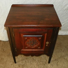 Walnut Carved Record Cabinet / Nightstand  (NS43)