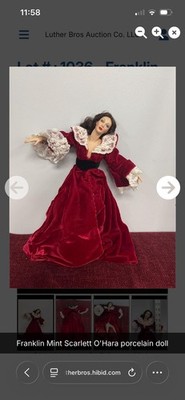 Franklin Mint Scarlett O'Hara Gone with the Wind Porcelain Doll Red Dress