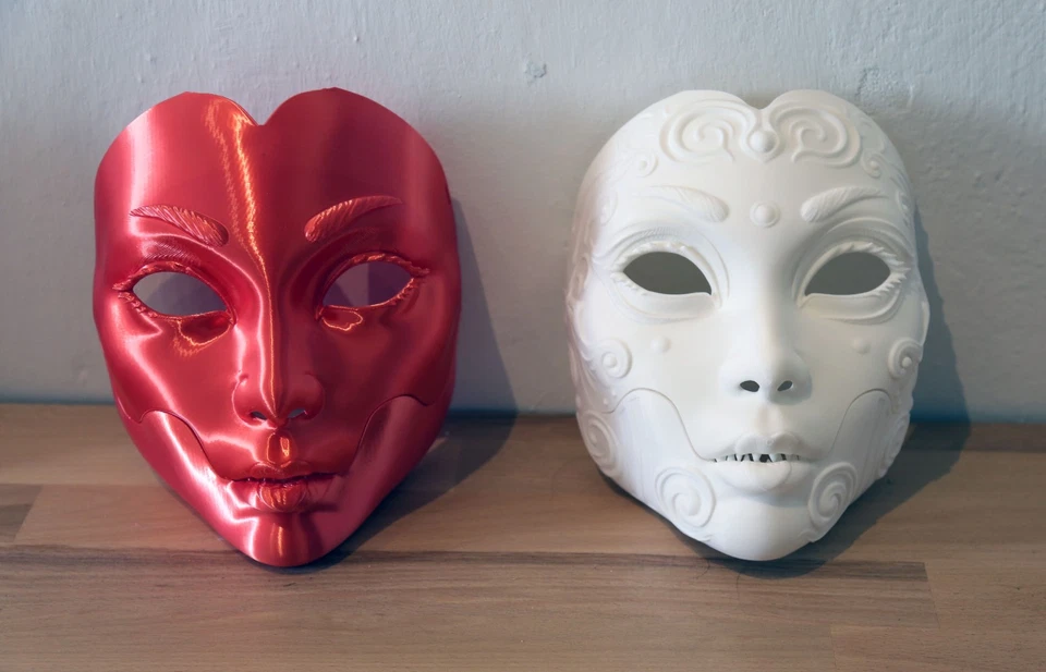 Working Geisha Mask  - maschera cosplay geisha horror e fantasy - con bocca apri - Immagine 4 di 4