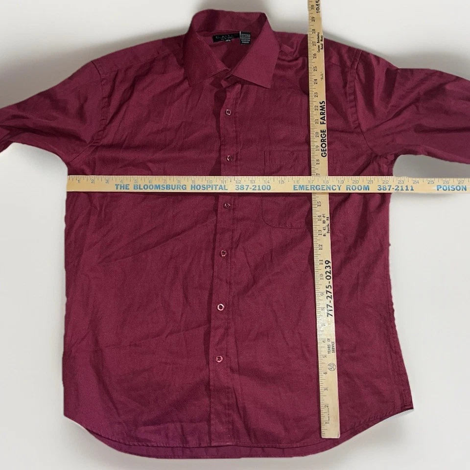 Camisa social masculina vermelha marrom C. Allen New York tamanho 16 1/2 34/35 punho francês - Imagem 3 de 4