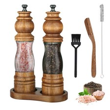 Wooden Salt and Pepper Grinder Set, 8 Inch Manual Pepper Mill