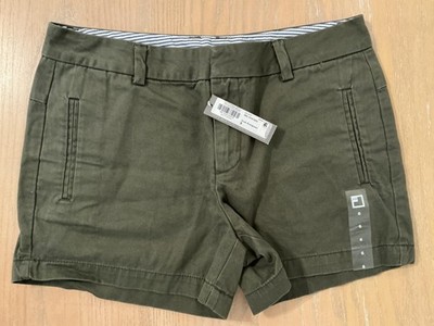 Jcp Shorts Womens 6 Green 100% Cotton Chino Casual Flat Front Walking Summer