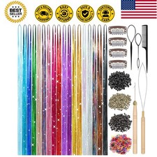 Hair Tinsel 18 Colors Tinsel Hair Extensions, Hair Tinsel Kit for Girls