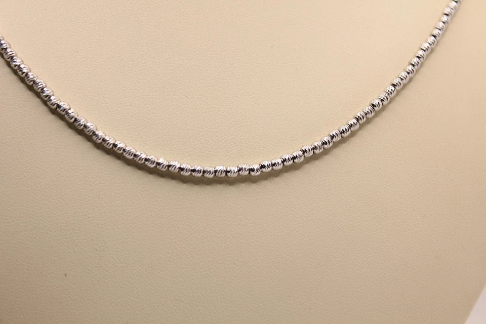 COLLANA SFERE MILLELUCI INCISE  MM 3 DONNA ARGENTO RODIATO  CM 40-45  EXPLOIT - Immagine 3 di 4