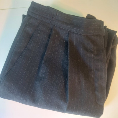 Vanessa Leigh Womens 12 Wool Pants Black Pinstripe