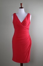 LAUREN RALPH LAUREN NWT $124 Slinky Stretch Shirred Side Surplice Dress Size 10