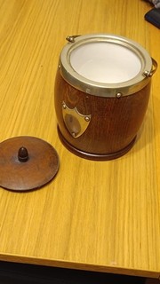 Retro vintage oak and epns barrel shaped ice bucket With Handle