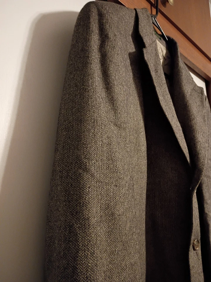 Винтажный мужской блейзер Ralph Lauren 44L коричневый шерстяной в елочку твид Lord Taylor 90-е - Изображение 3 из 4