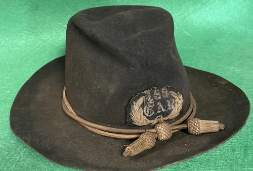 Civil War Veteran GAR Slouch Hat. Acorn Cords, GAR/159 Emblem Untouched Original