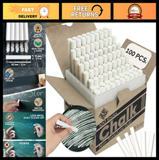 Non-Toxic White Blackboard Chalk - 100 Sticks, Low Dust, Ideal for Classroom S