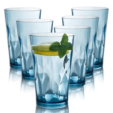 Unbreakable Plastic Drinking Glasses [Set of 6] Shatterproof Tumblers, Reusab...
