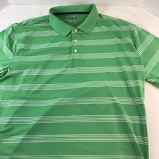 Chaps 78 Men's Golf Shirt XXL Green White Striped Short Sleeved Polo Casual