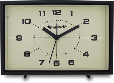 Analog Alarm Clock, 6 Inch Silent Non Ticking Small Clock with Night Light, Batt