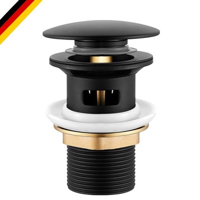Waschbecken Ablaufgarnitur Schwarz Silikon Überlauf Pop Up Click Clack
