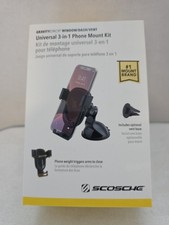 Scosche Black 3-in-1 Car Phone Mount Holder for Window, Dash, Air Vent