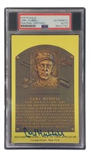 Carl Hubbell Signed 4x6 New York Giants Hall Of Fame Plaque Card PSA/DNA