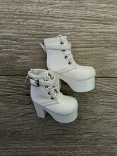 New White 1/4 1/3 BJD Shoes High Heeled Short Boots Round-toe Buckle