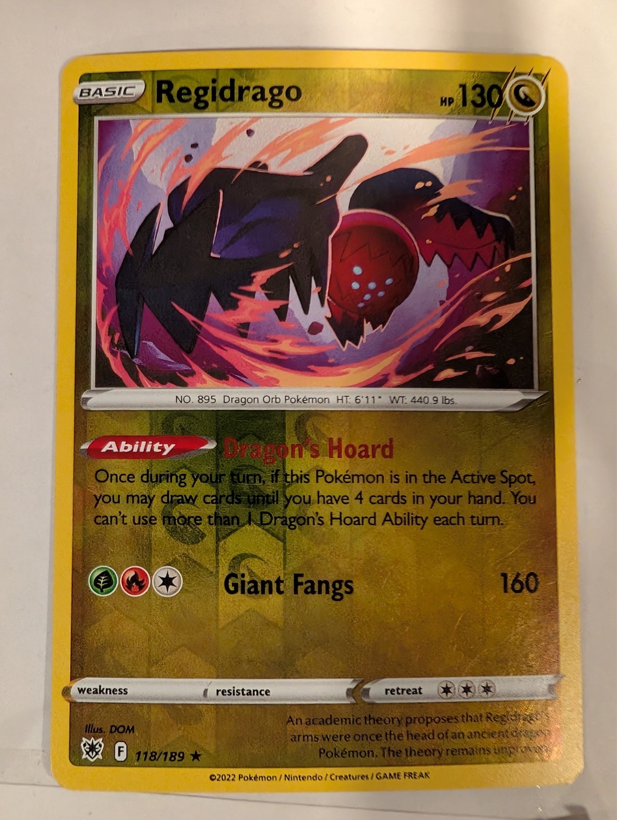 Regidrago 118/189 SWSH Astral Radiance Pokemon Reverse Holo Foil Nice!