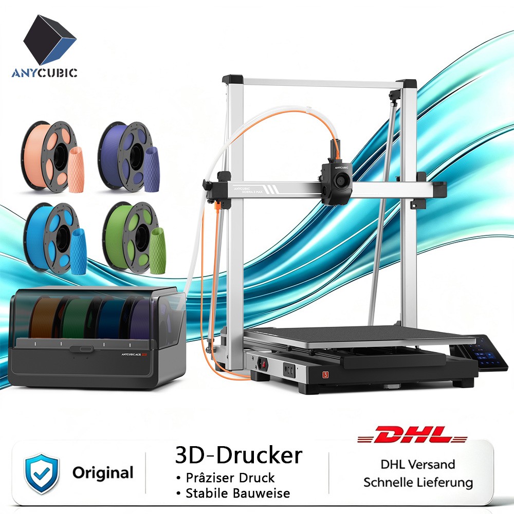 4KG PLA+Anycubic Kobra 3 Max Combo Größe Mehrfarbige Max 8-Farben FDM 3D Drucker