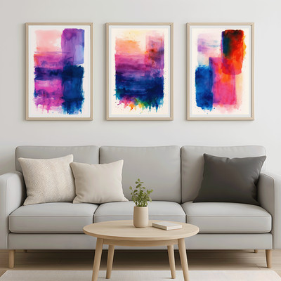 Minimalistische Poster mit buntem Farbverlauf 3er Set | Moderne abstrakte Wandkunst Zuhause