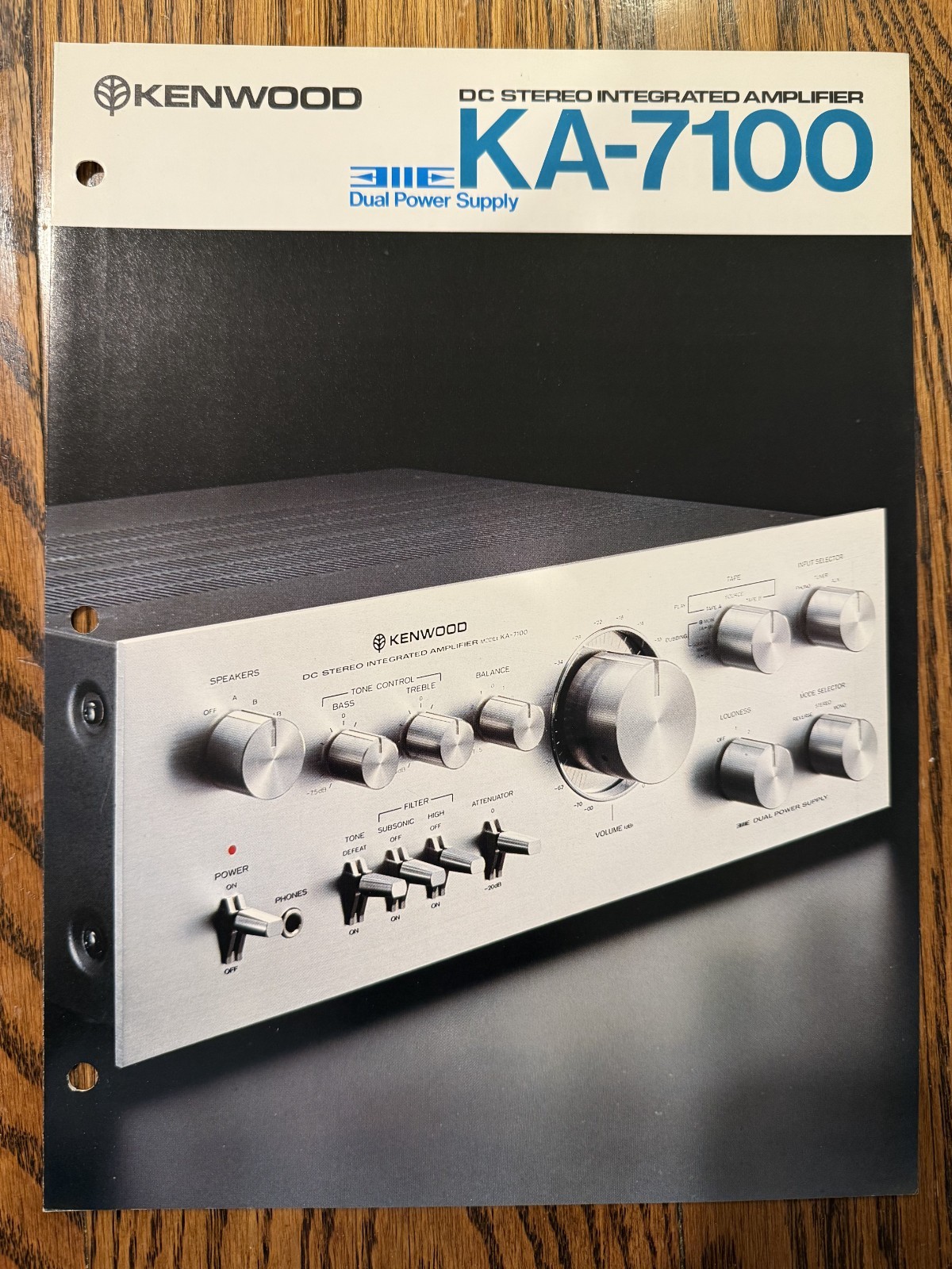 Vintage Original Kenwood KA-7100 Stereo Amplifier Dealer Sales Brochure