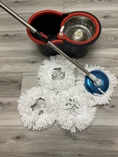 360° Spin Mop and Bucket w/wringer Set +3 Microfiber Refills Floor Cleaning