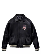 Men Avirex Black Real Bomber American Flight Jacket Leather Jacket Men Gift