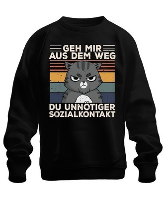 Get Out of My Way Social Contact Cat Print Introvert Unisex Sweatshirt Pu