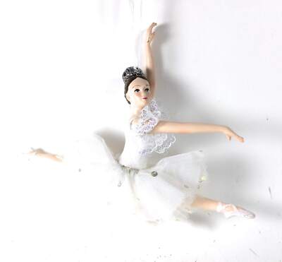 Ballerina In White Grand Jete Split Leap Christmas Tree Ornament