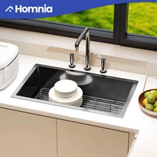 32" Kitchen Sink Undermount Stainless Steel Single Bowl Basket Drying Strain