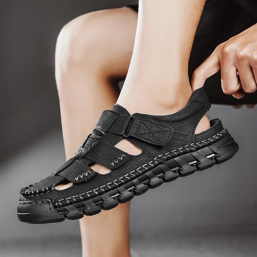 Mocassini scarpe scavate tempo libero spiaggia pelle mocassini uomo sandali estivi - Foto 18 di 22
