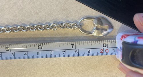 Sterling Heart Key & Lock Toggle Bracelet 7” - Picture 6 of 6