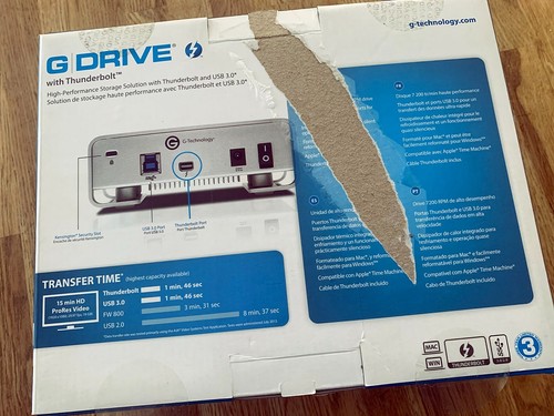 G-TECHNOLOGY G-DRIVE 3TB EXTERNAL HARD DRIVE --THUNDERBOLT -- USB 3.0 (0G03590) - Picture 6 of 6