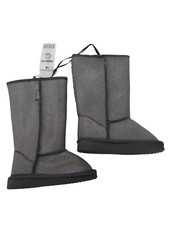BNWT Little Girls Sz 10 Rivers Doghouse Long Grey Silver Sparkle Slippers Boots