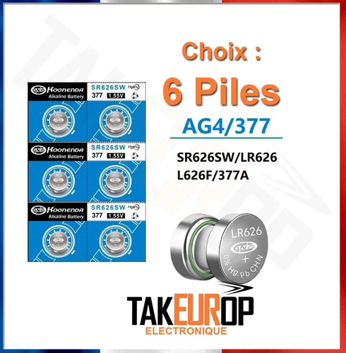 6 Batteries 377 AG4 SR66 LR626 376 SR626SW SR626 V377 SR628 Watch