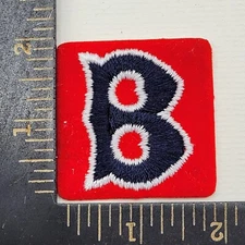 BOSTON RED SOX MLB BASEBALL VINTAGE 2" HAT LOGO TEAM PATCH -  BLUE ON RED