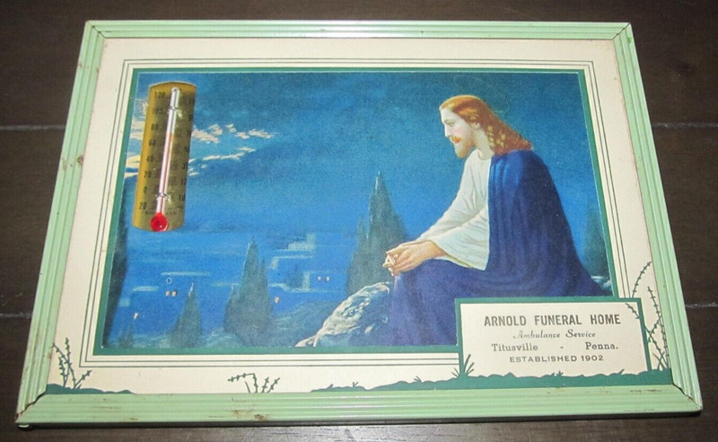Titusville Pa - Arnold Funeral Home & Ambulance Vintage Advertising Thermometer