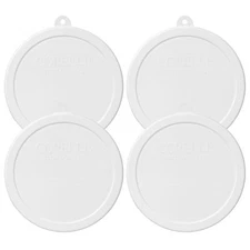 Corelle 418-PC White Round Plastic Replacement Storage Lid Cover (4-Pack)