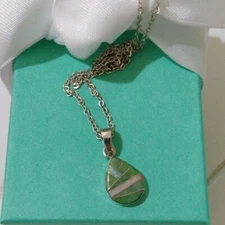 Mojave Turquoise & Opal Microcut Pendant Necklace by Victor Chee Navajo