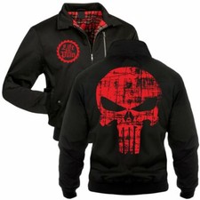 Herren Gefütterte Harrington Jacke Life is Pain Blood Skull tattoo biker crime 