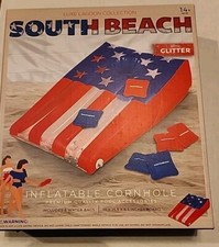 South Beach Floating Bean Bag Toss Inflatable Cornhole Game for Outdoor Pool
