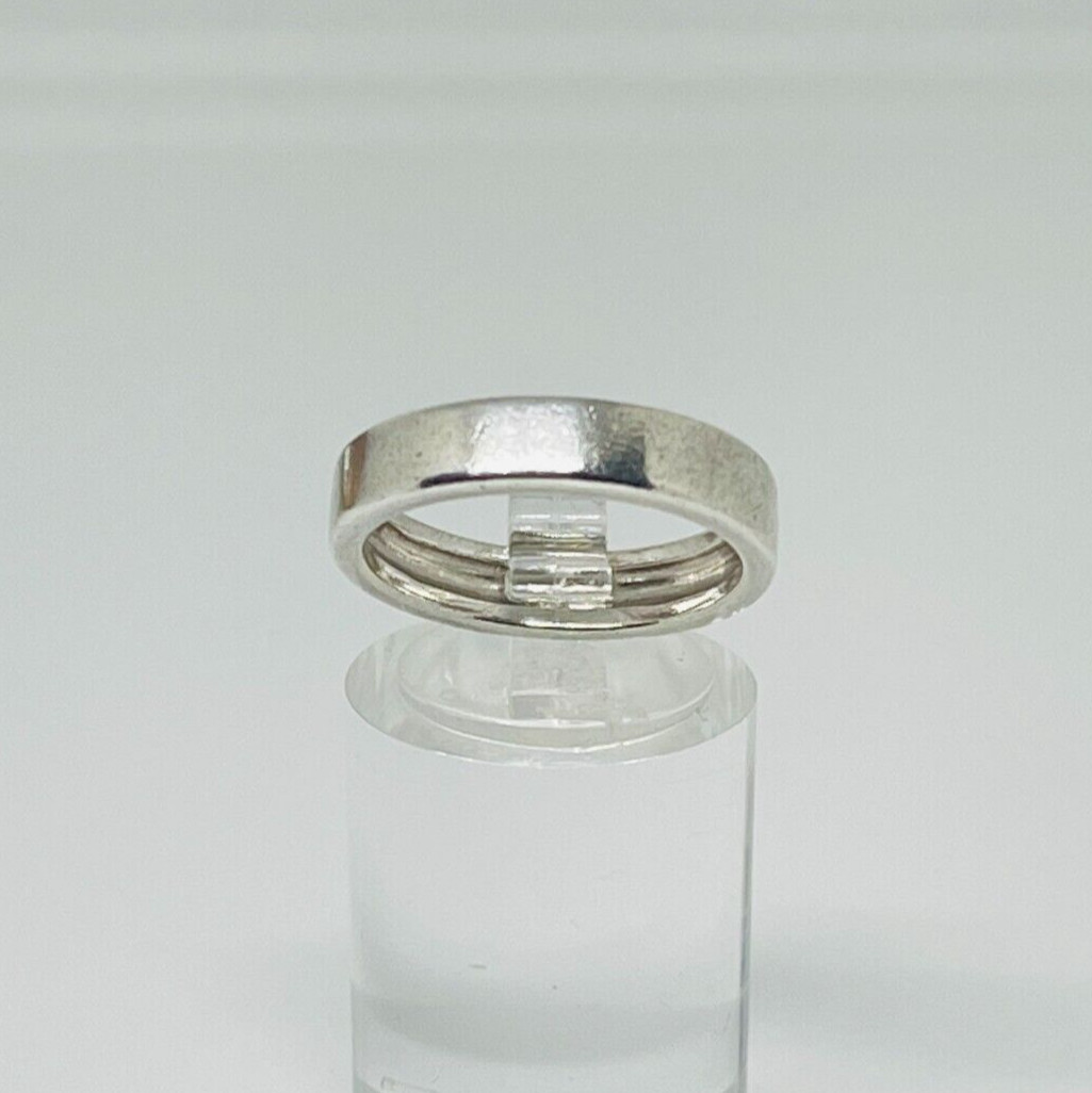 Fabulous Solid Flat Band Ring 925 Silver Size N1/… - image 1