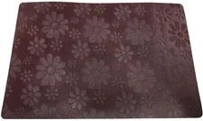 Set of 2 Same Kitchen Vinyl Foam Placemats (13"x18") ENGRAVED FLOWERS ON BROWN
