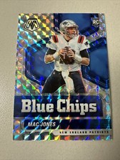 Mac Jones 2021 Panini NFL Mosaic Silver Mosaic Blue Chips Insert RC Patriots