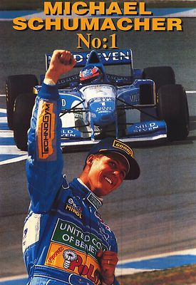 F1 POSTER ~ Michael Schumacher 1992 No 1 B195 NOS 24x36 Benetton