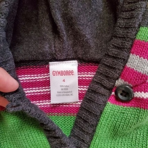GYMBOREE Girls 4 Merry and Bright striped hoodie sweater jumper - Picture 4 of 7