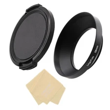LingoFoto 58mm Wide-angle Metal Hood+82mm Side pinched Lens Cap with Lens Cloth